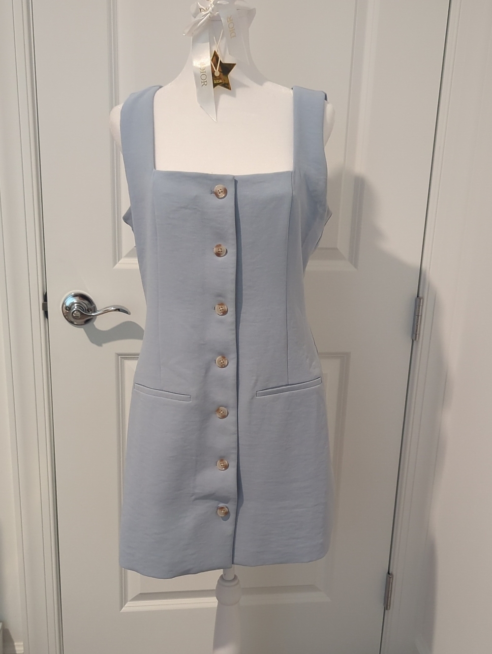 Abercrombie & Fitch Light Blue Button-Front Mini Dress